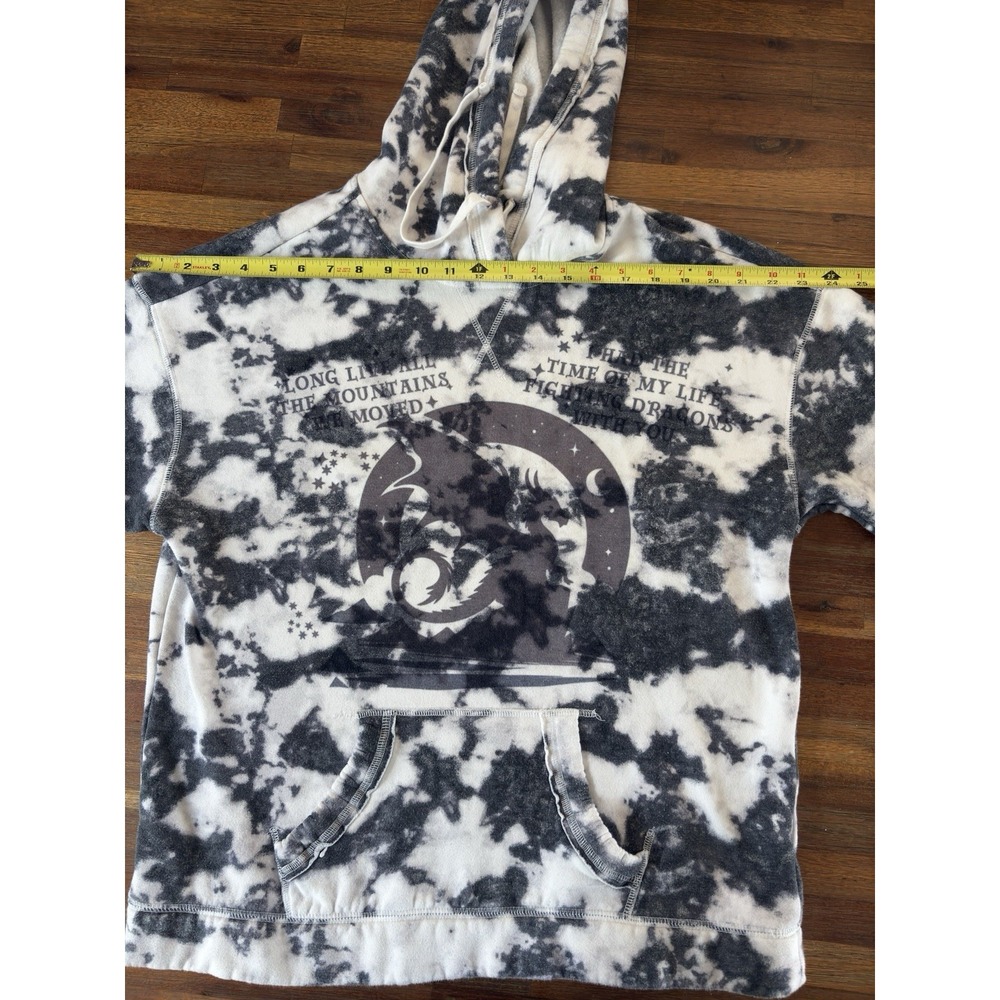 Hollister Hoodie Women's Medium Tie Dye Cotton Sweatshirt Black White‎ Dragon - Picture 6 of 16
